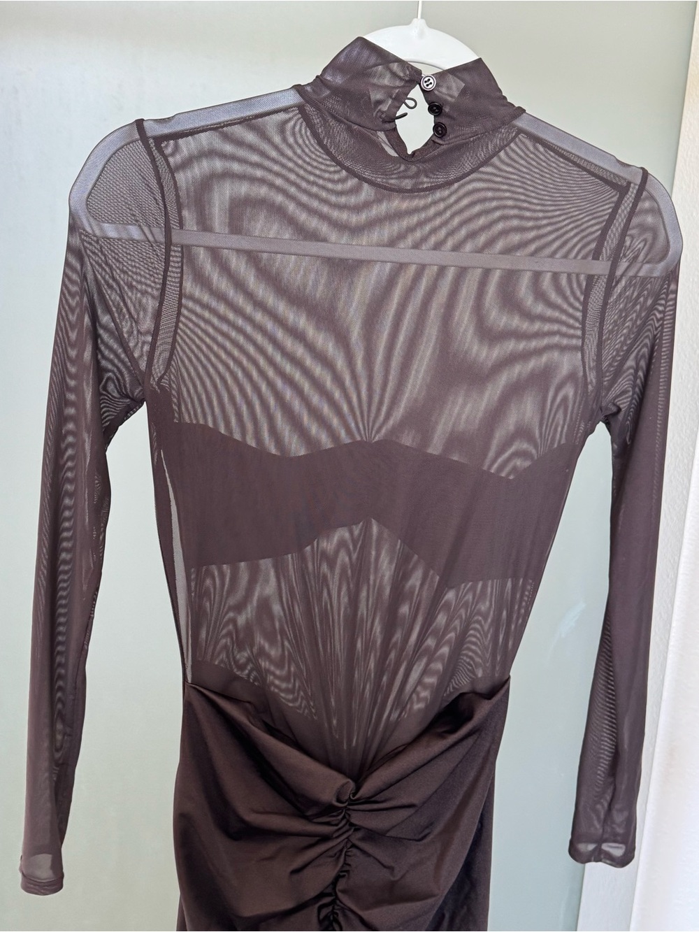 SER.O.YA Levina Mesh Ruched Maxi Dress Brown M - Picture 8 of 10
